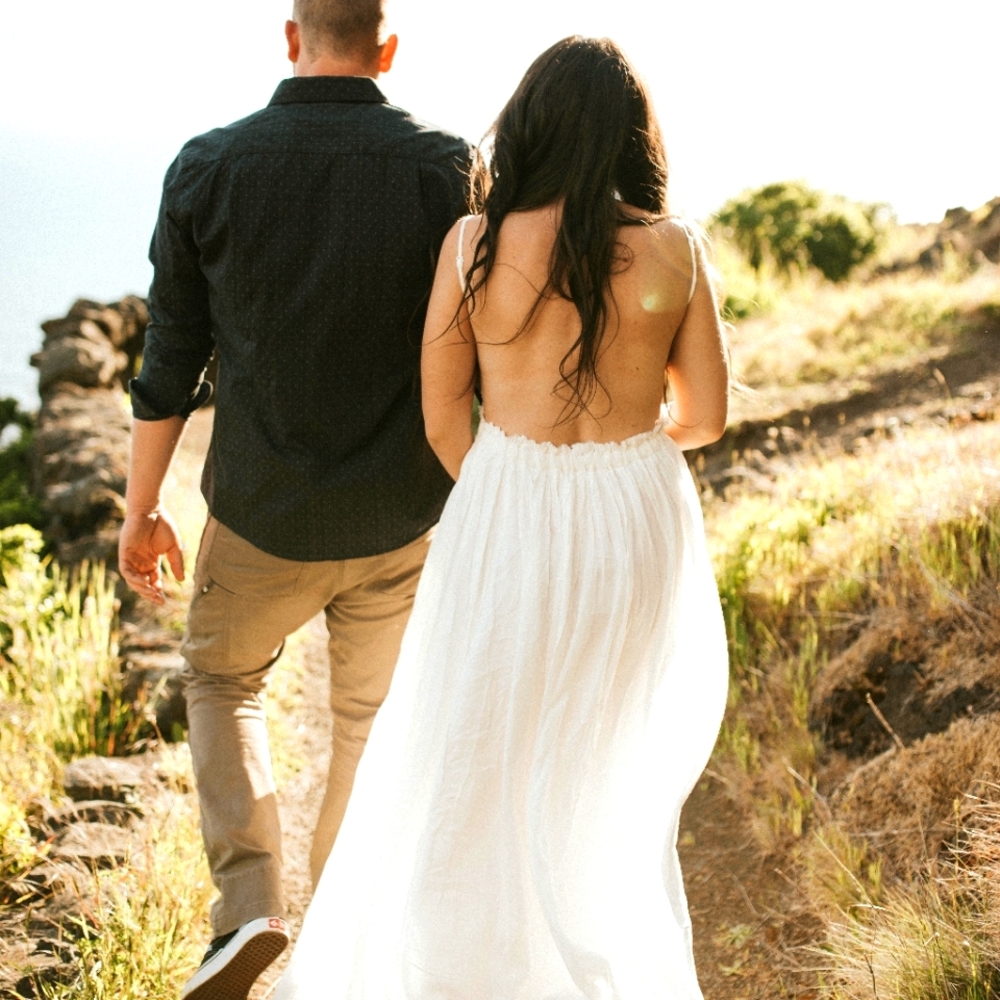Etsy low drop back backless white ivory maxi dress gown flowy size small